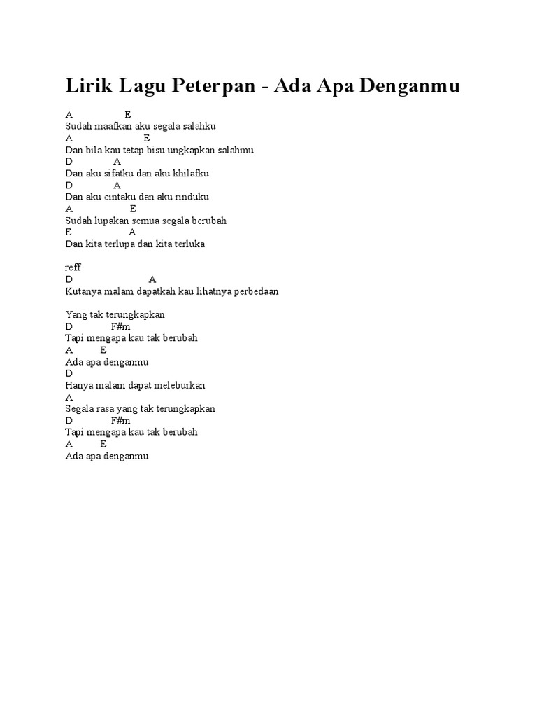 Lirik Lagu Ada Apa Denganmu Arsia Lirik