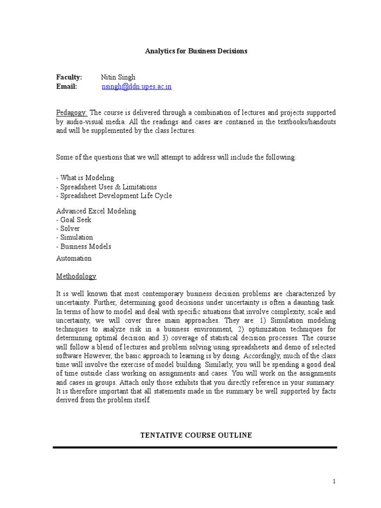 Business Decision Analytics Course | PDF | Simulation | Option (Finance)