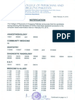 FCPS- I Result (February 4, 2015 - February 6, 2015) Online Examination