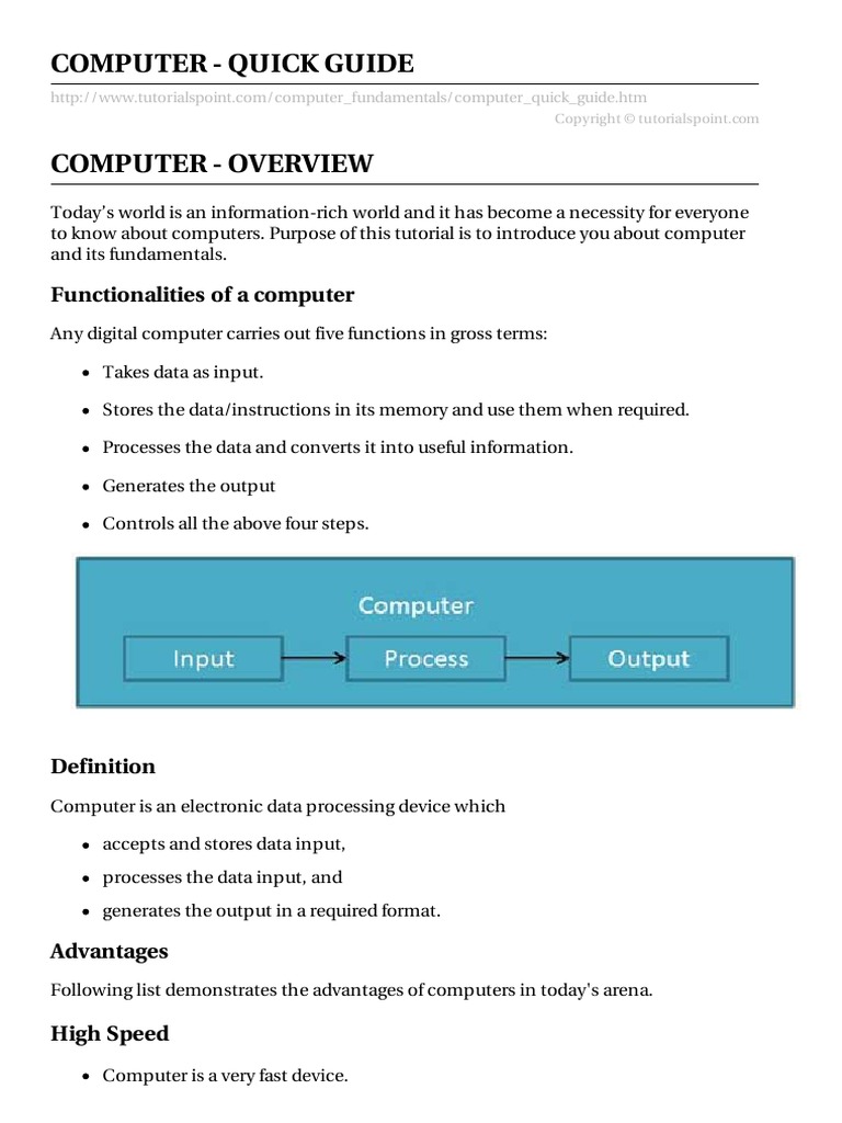 Computer - Quick Guide: Functionalities of A Computer | PDF | Computer ...