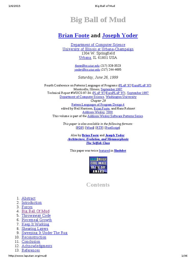 Big Ball of Mud | PDF | Programmer | Software Development