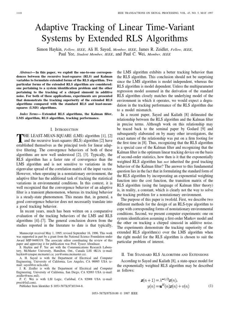 Adaptive Tracking of Linear Time-Variant Systems by Extended RLS ...