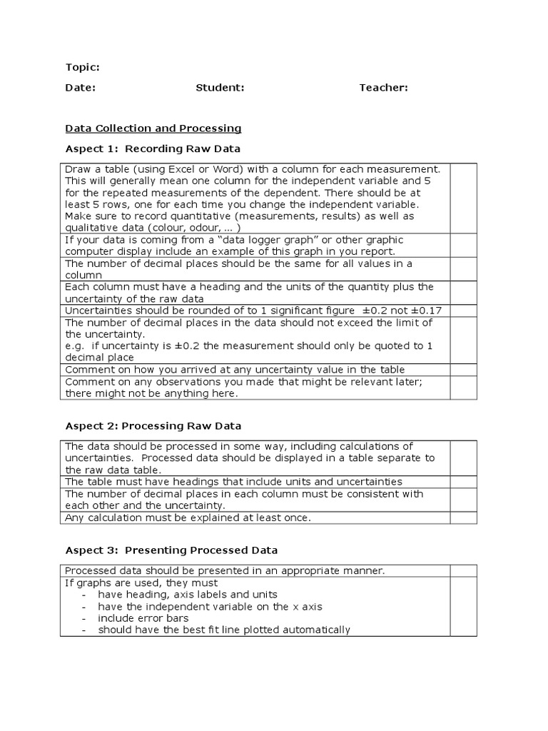 IB Chemistry Lab Report Checklist | Download Free PDF | Experiment ...