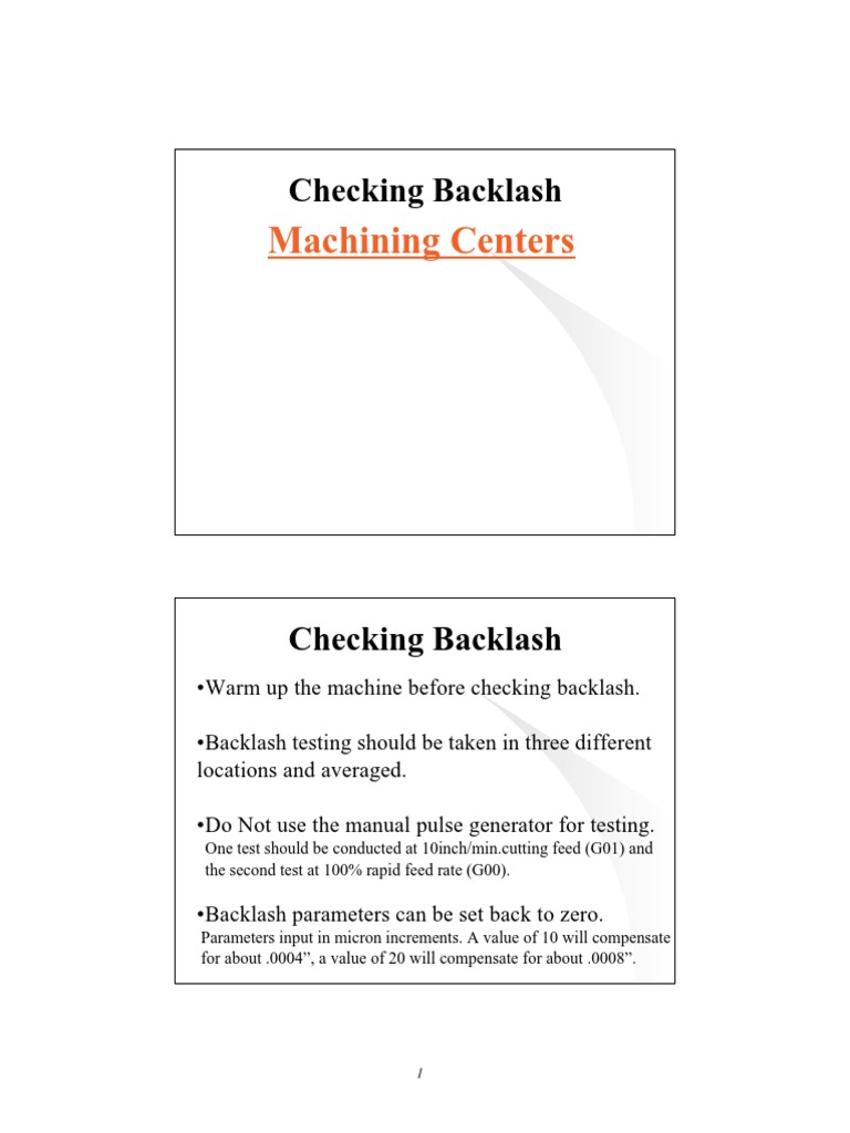 Mazak Mill Backlash Adjustment | PDF