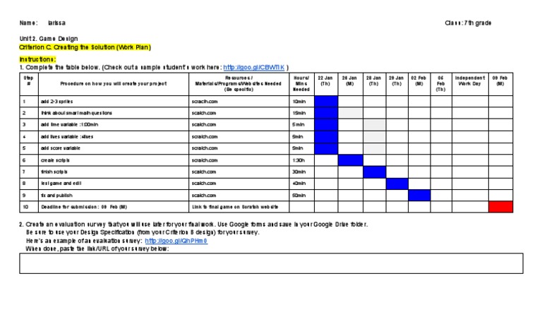 Game Design Work Plan for Scratch | PDF | Computers