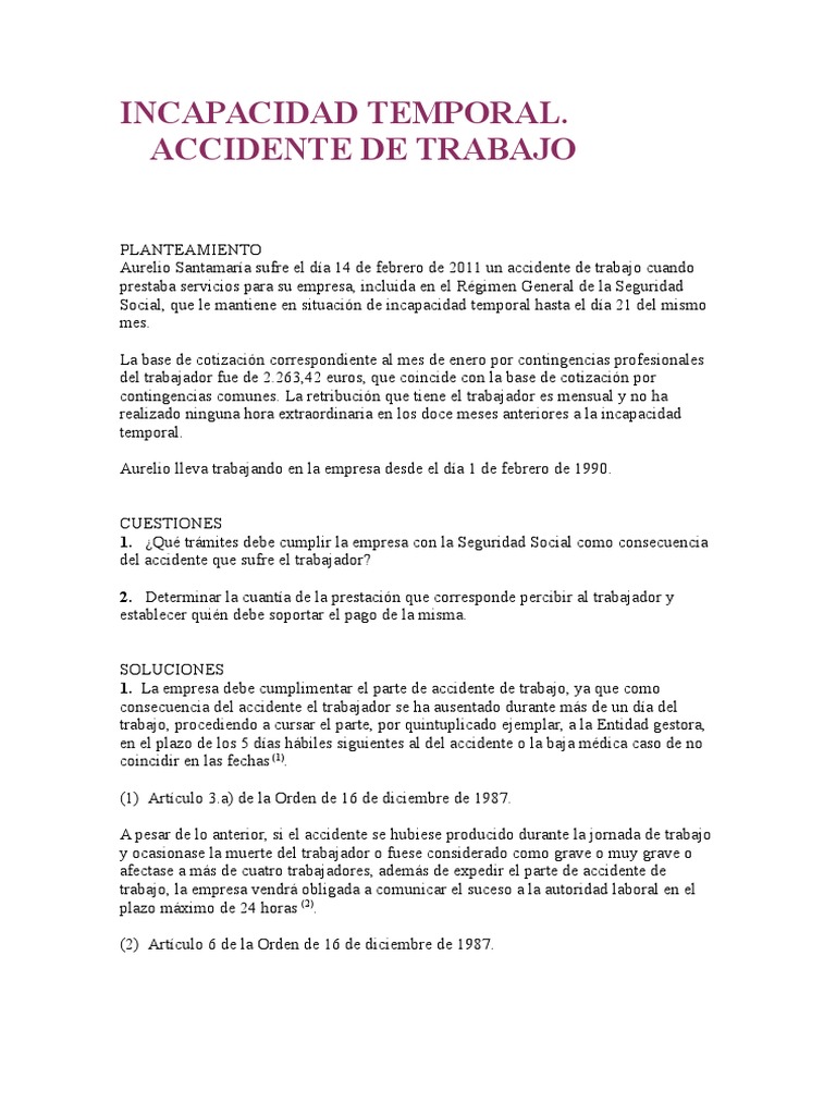 Incapacidad Temporal por Accidente Laboral | PDF | Gobierno