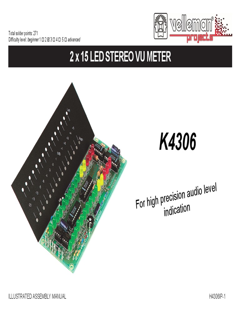 2 X 15 Led Stereo Vu Meter: For High PR Ecision Aud Io Level Indication