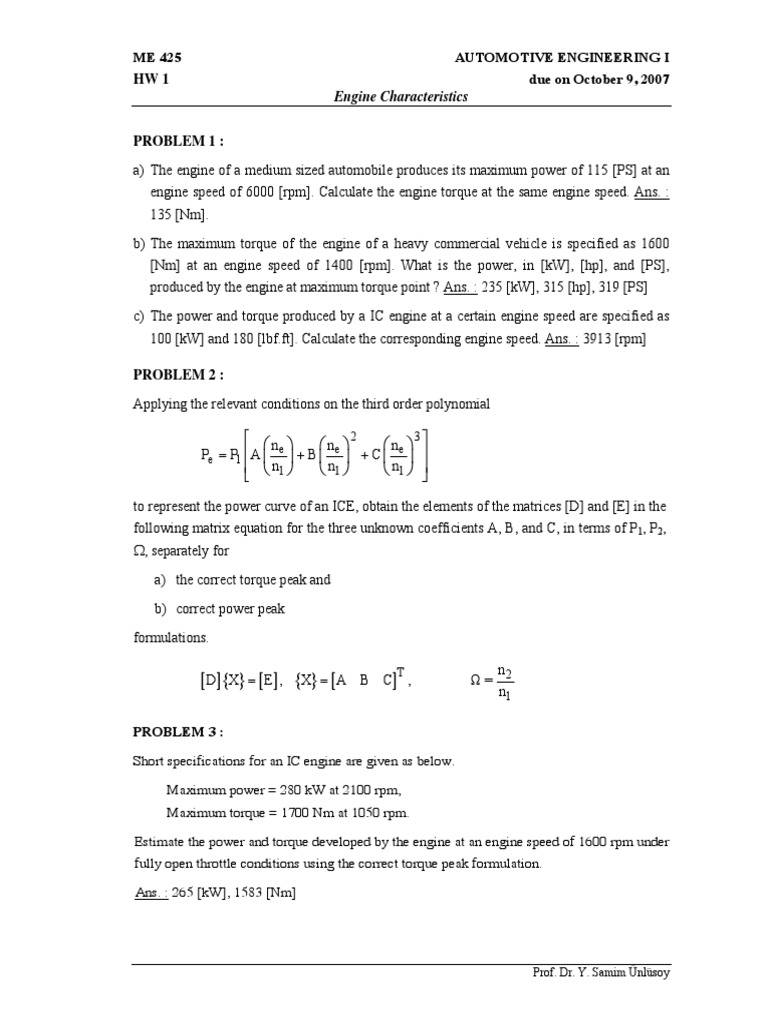Engine Torque and Power Calculations | PDF | Science & Mathematics