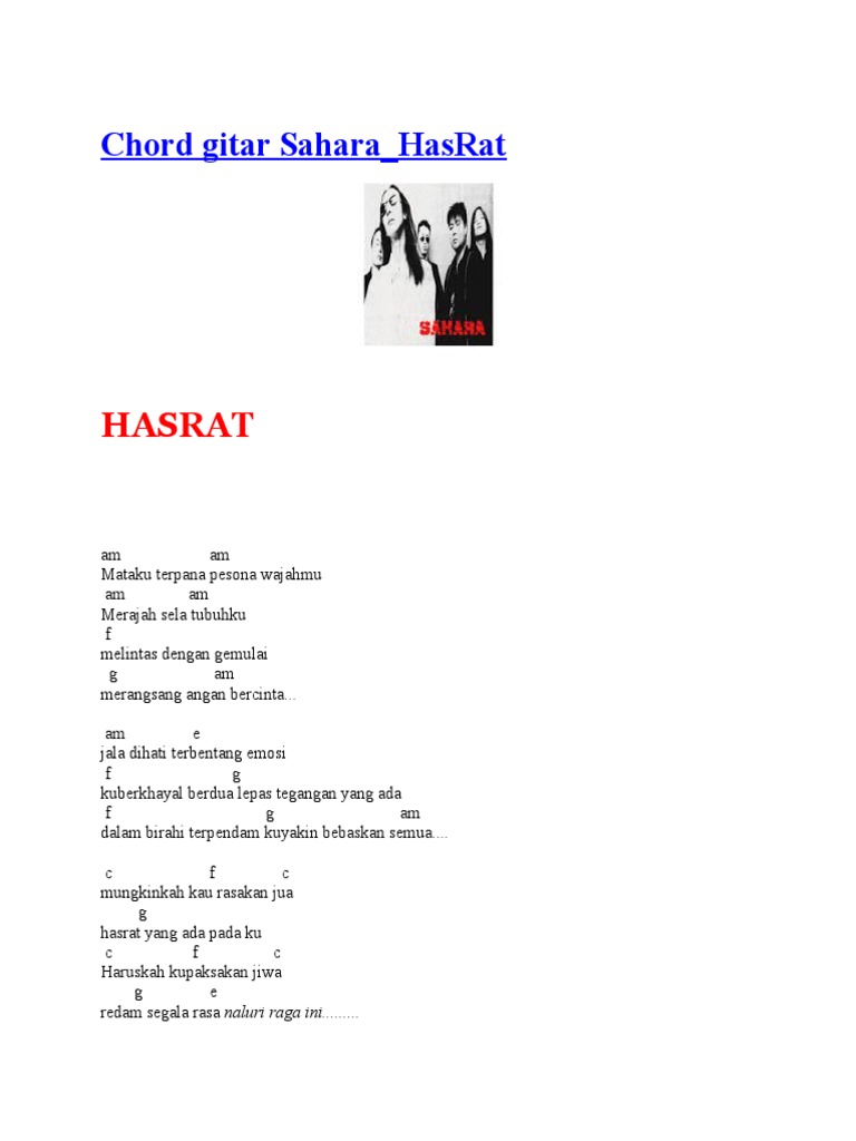 Chord Gitar Sahara Hasrat