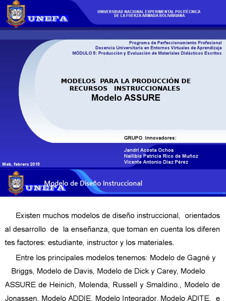 Modelo ASSURE en Diseño Instruccional | PDF | Diseño instruccional ...