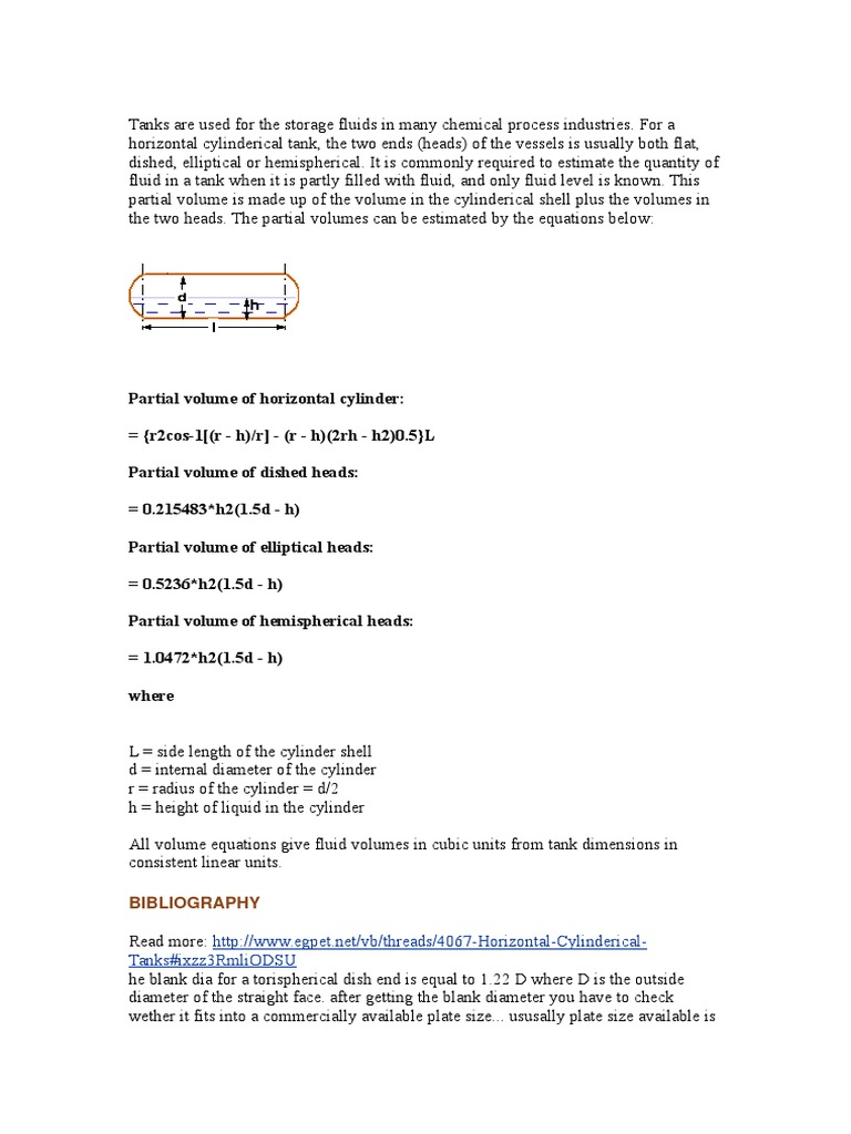 Fluid Volume Calculations for Tanks | PDF | Technology & Engineering
