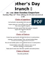 Mothers Day Menu 2015