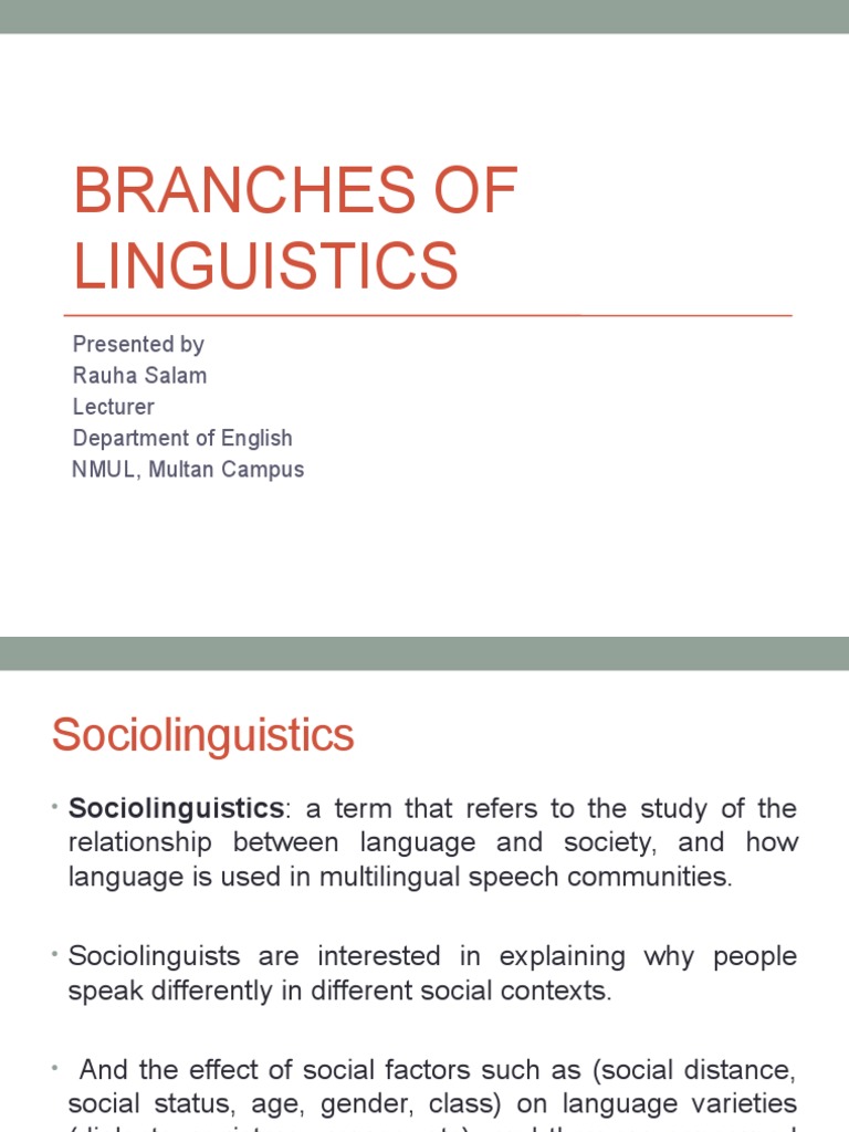 Branches of Linguistics | PDF | Applied Linguistics | Linguistics