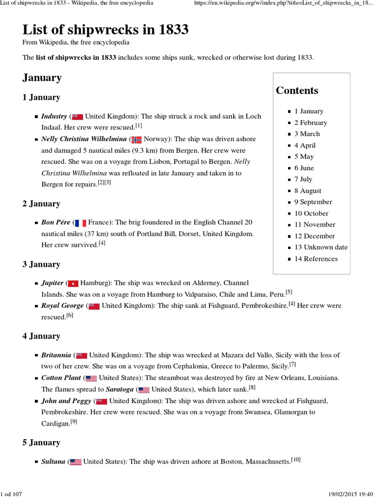 List of Shipwrecks in 1833 Wikipedia, The Free Encyclopedia PDF