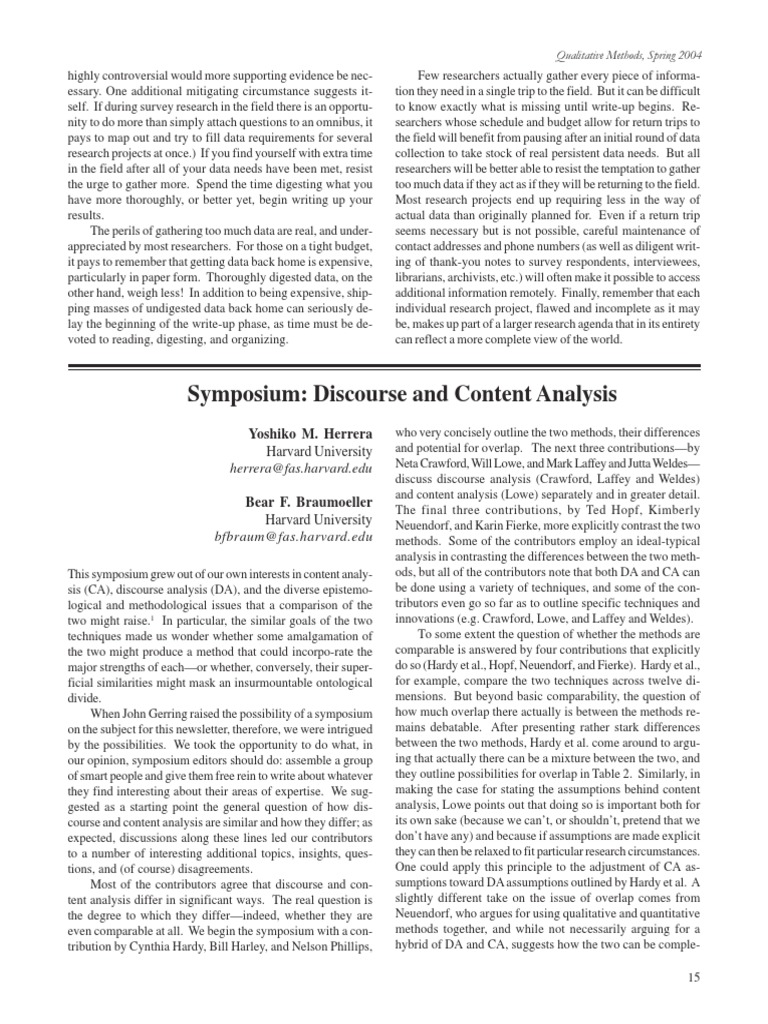 Comparing Discourse and Content Analysis | PDF | Positivism ...