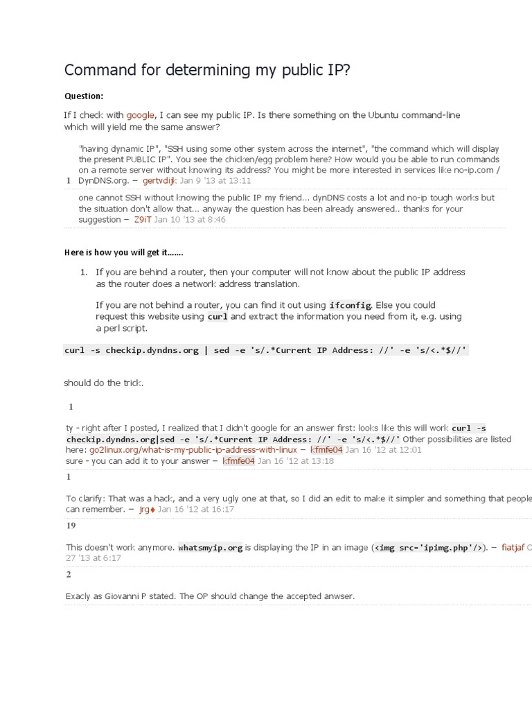 Get Public IP Address in Linux Command Line | PDF | Ip Address | Router ...