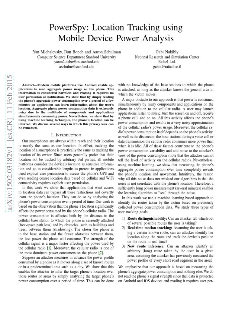 PowerSpy Location Tracking Using Mobile Device Power Analysis PDF