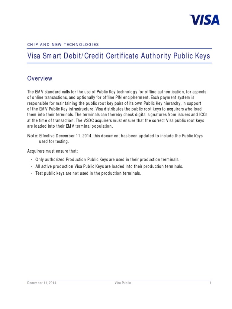 Visa Public Key Tables Final 2014-Dec-11 | PDF