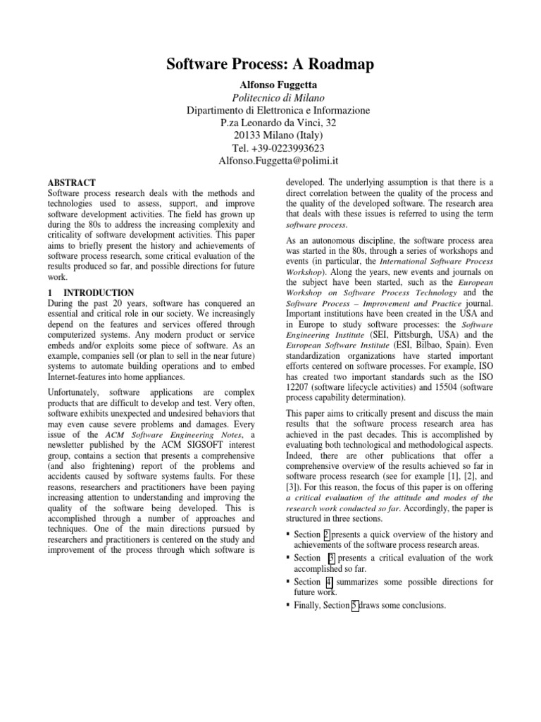 Software Process A Roadmap | PDF | Software Development Process
