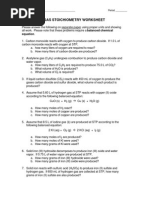 Gas - Stoichiometry Practice 1