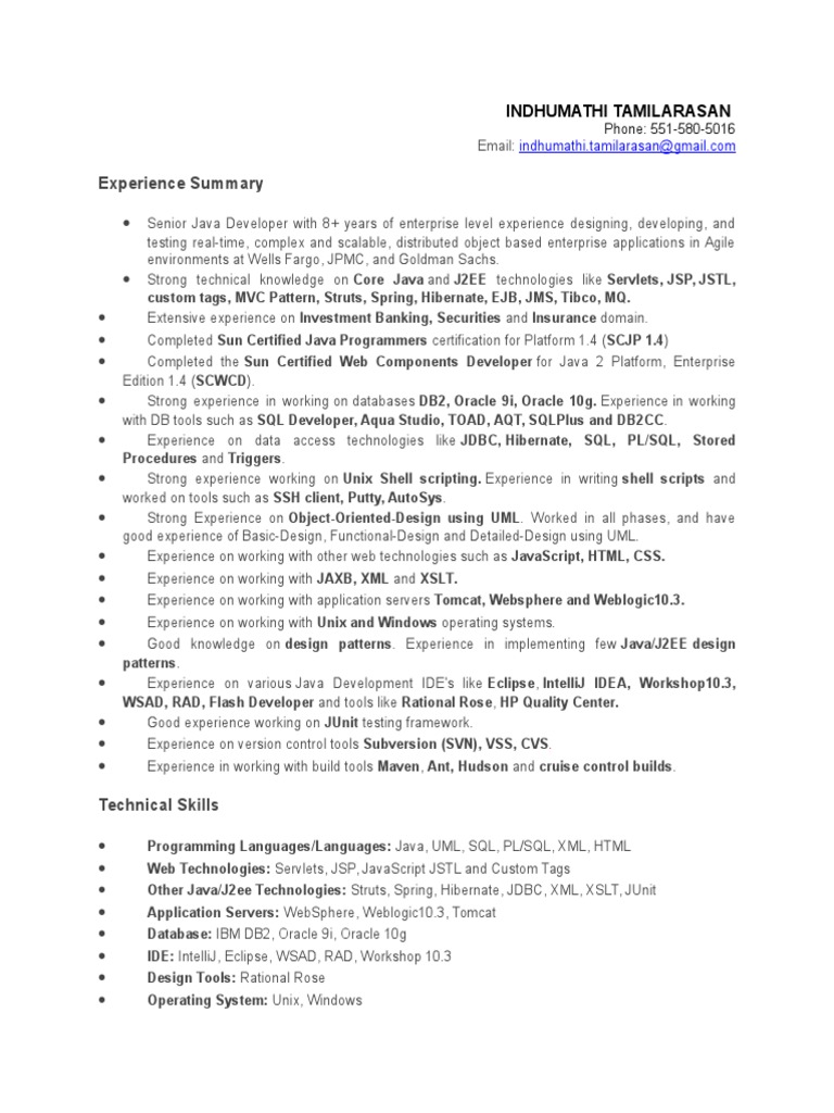Senior Java Developer Resume Overview | PDF | Java Server Pages | Databases