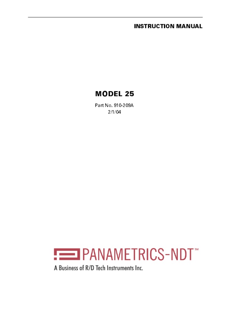 Panametrics Thickness Gage 25 - Manual | PDF | Calibration | Telescopic Sight