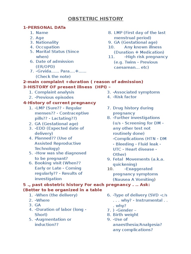 Obstetric History