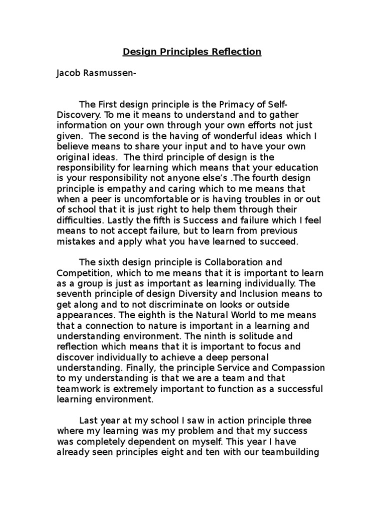 Design Principles Reflection | PDF | Action (Philosophy) | Learning