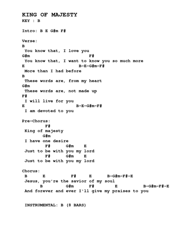 King Of Majesty Song Structure Songs