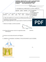 Examen de Matemáticas de Tercer Grado de la Escuela Telesecundaria Ignacio de la Llave