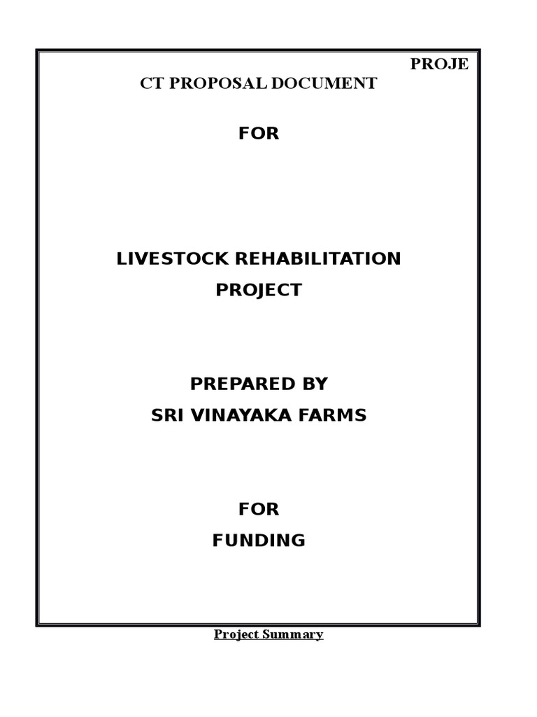 Livestock Rehabilitation Project Proposal | PDF | Domestic Pig | Livestock