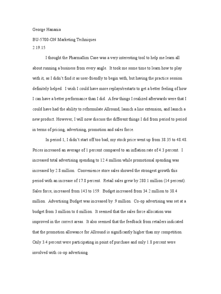 Pharmasim case essay 02 image