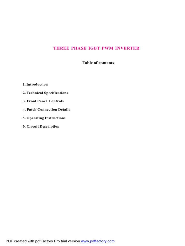 Three Phase IGBT PWM Inverter Manual | PDF | Power Inverter | Power ...