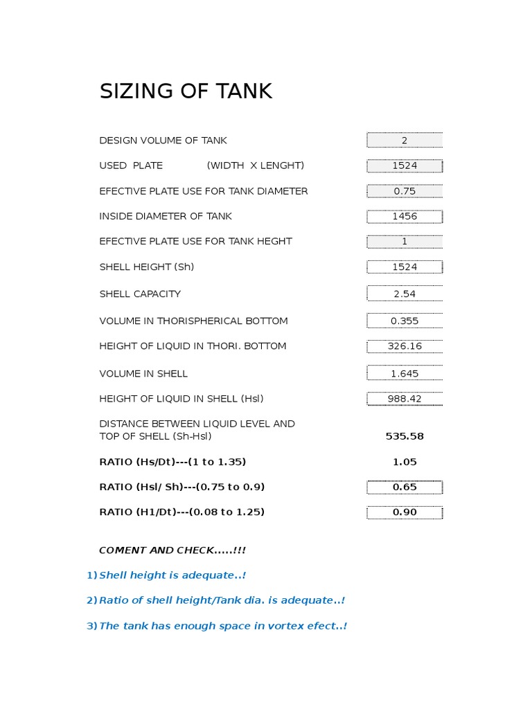 Tank Sizing | PDF