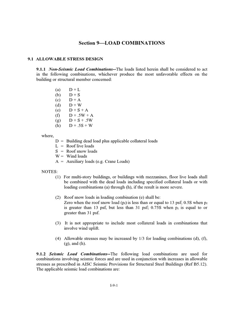 MBMA 96load Combinations | PDF | Structural Load | Structural Steel