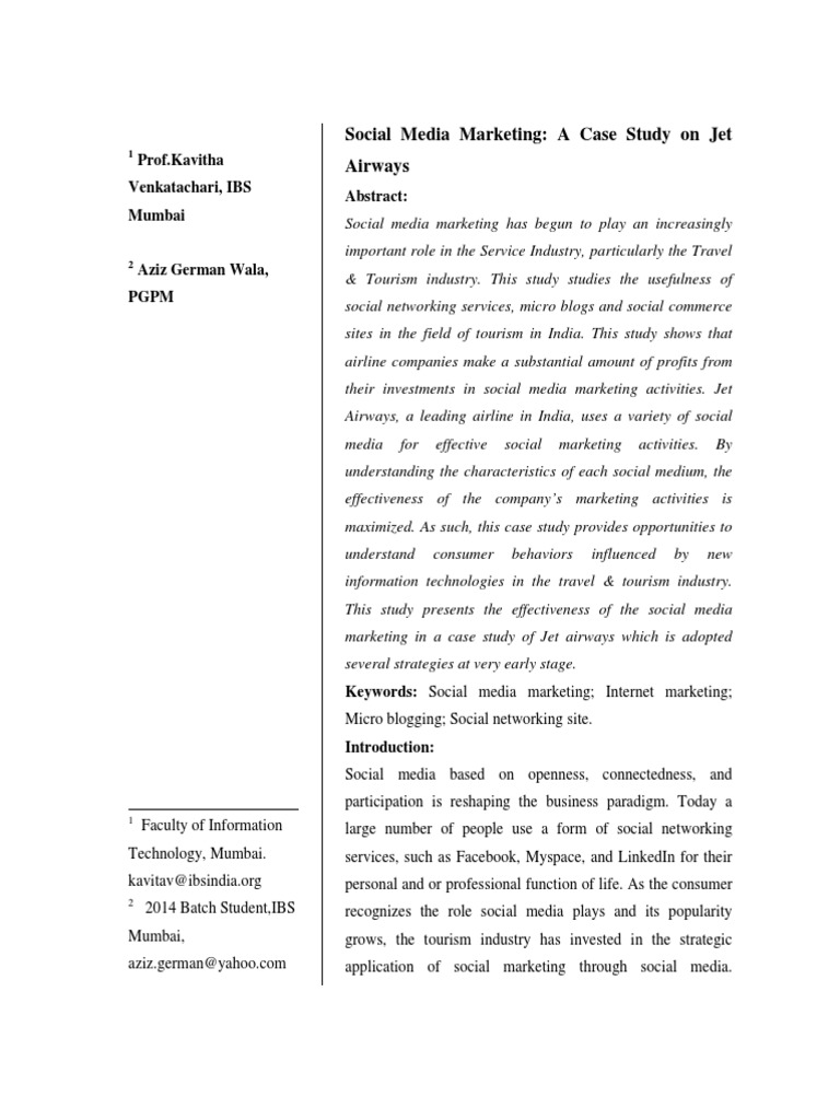 Jet Airways Social Media Marketing Case Study | PDF | Social Media ...