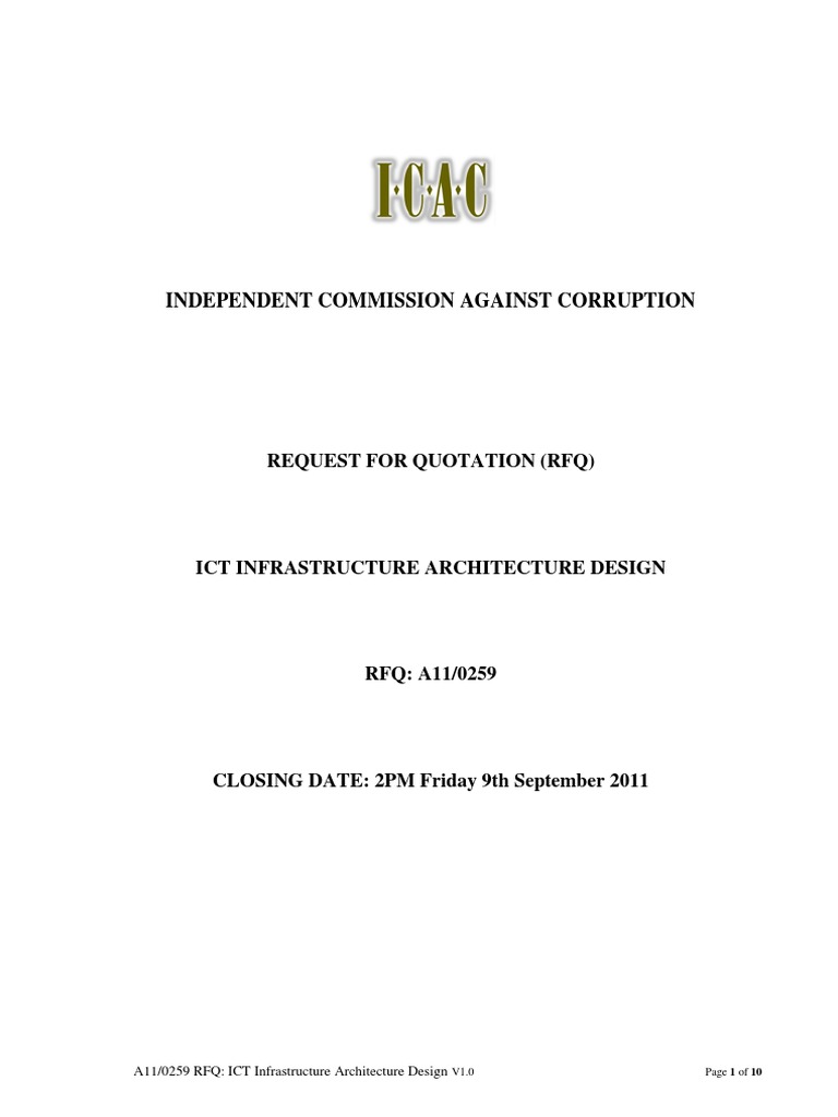 ICT Infrastructure Architecture RFQ | PDF | Data Center | Computer Network