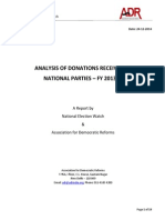 Analysis of Donations To National Parties During FY 2013 14