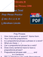 Grammar Time!: Prep Phrase Practice G 362, Ex 1, 2, 9, 10