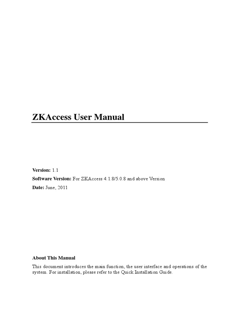 ZKAccess User Manual V1.1 PDF Access Control Daylight Saving Time