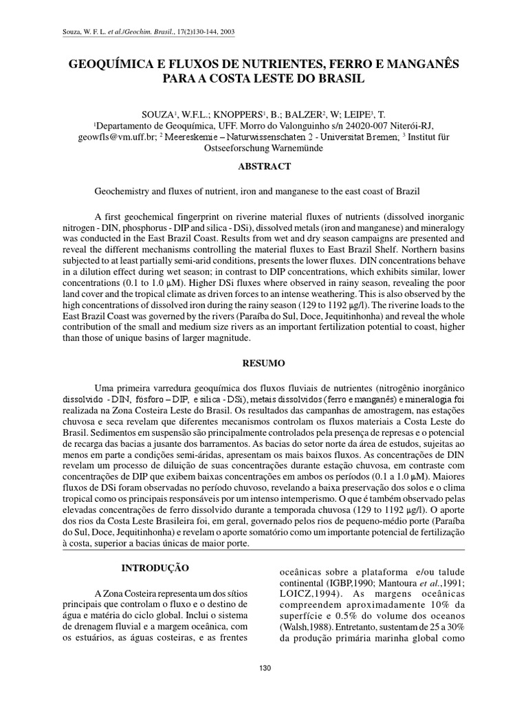 Souza Et Al 2003 PDF Geografia Física Geociências