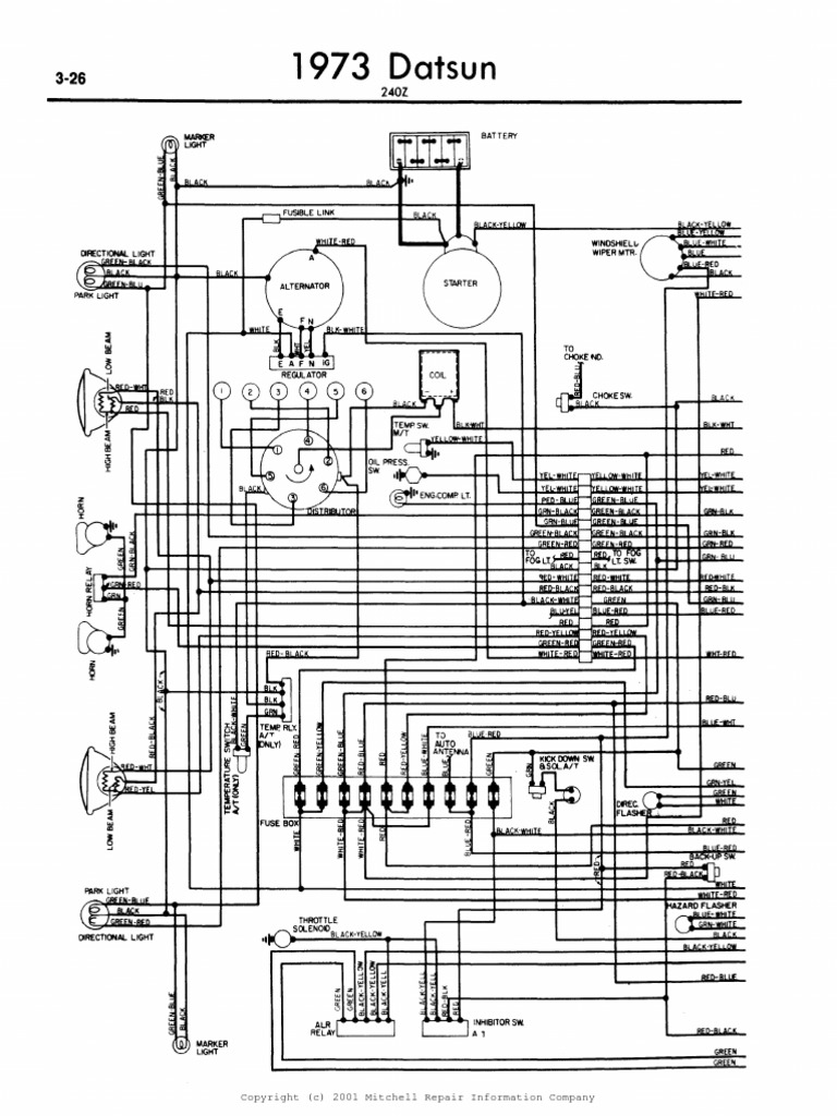 Datsun 240Z Wiring Diagram 1973 | PDF