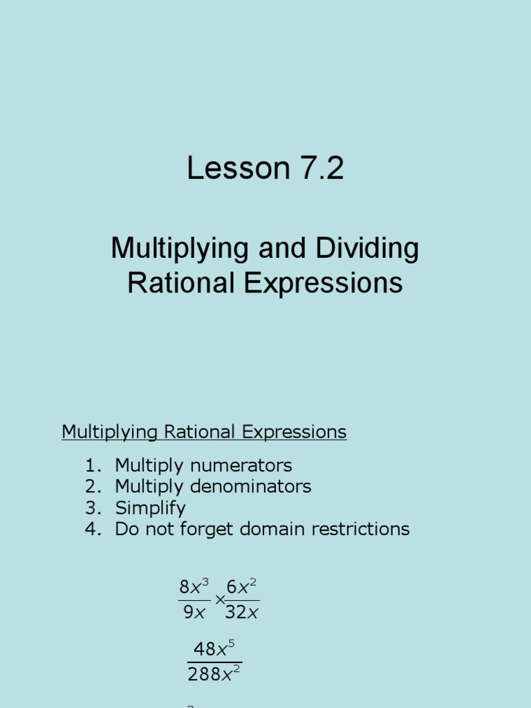 Multiplying and Dividing Rational Expressions | PDF