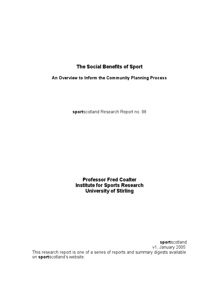 Social Benefits of Sport in Communities | PDF | Physical Exercise | Obesity