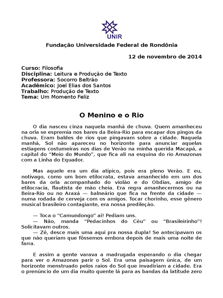 Menino Do Rio Chuva Natureza scribd