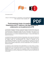 Posicionamiento frente a la expedición de los lineamientos del IFT relativos a las disposiciones de colaboración con la justicia de la LFTR
