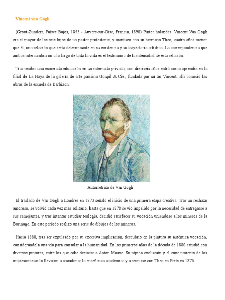 Vida y Arte de Van Gogh | PDF | Vincent Van Gogh | Artes (general), image size:768x1024
