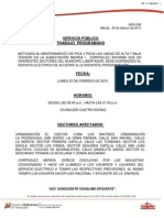 Servicio Público Trabajo Programado: 0000-008 Mérida, 20 de Febrero de 2015