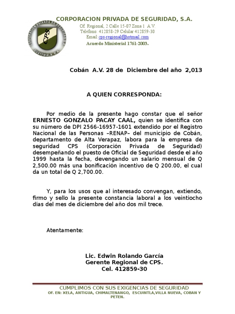 Constancia Laboral