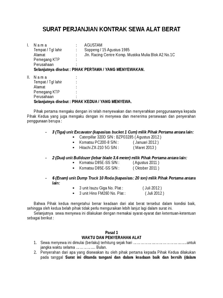 Contoh Kontrak Pdf